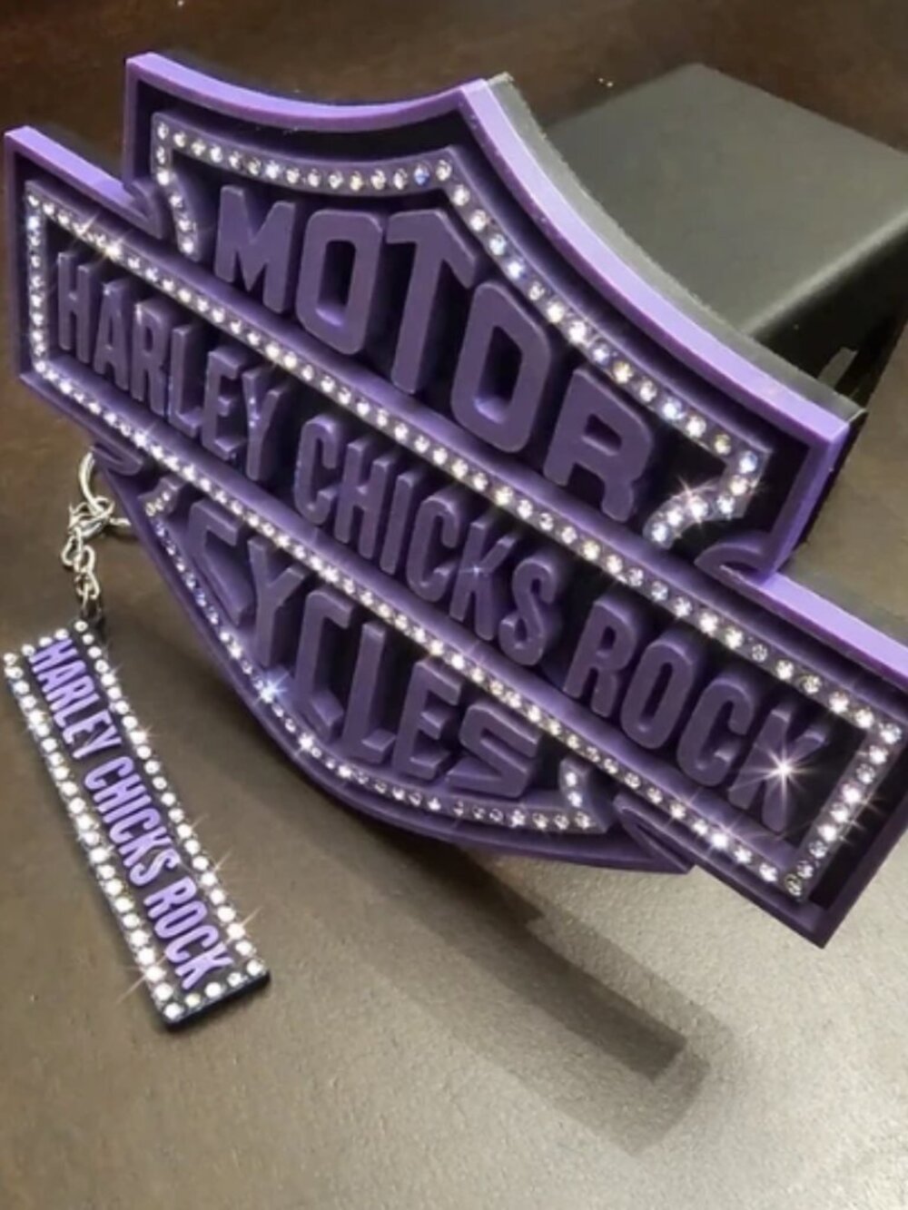 Custom Harley Chicks Rock Hitch Cover – Purple Edition